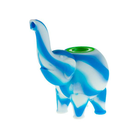 Silicone Elephant Pipe - Blue and White