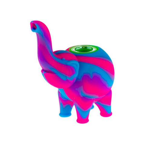 Silicone Elephant Pipe - Pink and Blue